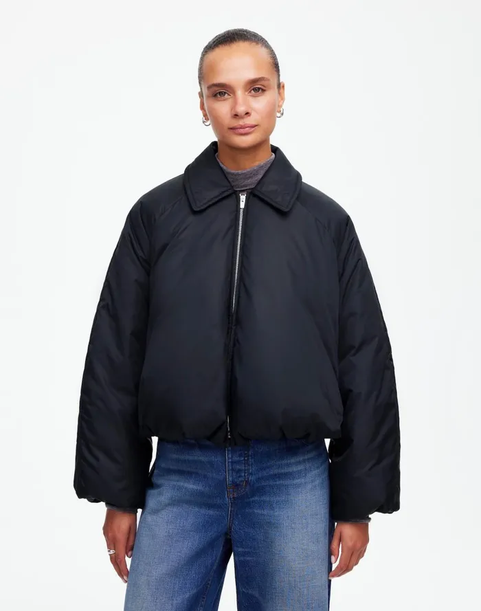 Women Coats Jackets Madewell Bomber Puffer Jacket Mills Black