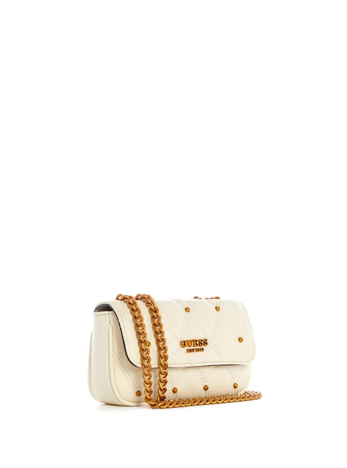 Women Crossbody GUESS White Triana Mirco Mini Crossbody Bag