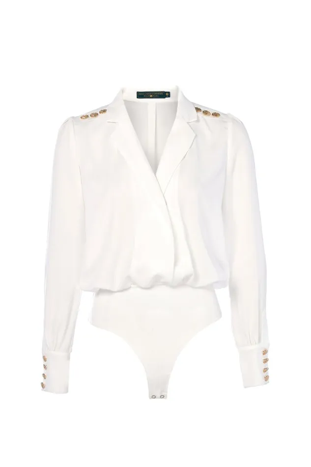 Women Cupro Shirt Bodysuit White Holland Cooper Shirts and Blouses Women Cupro Shirt Bodysuit White Holland Cooper Shirts and Blouses