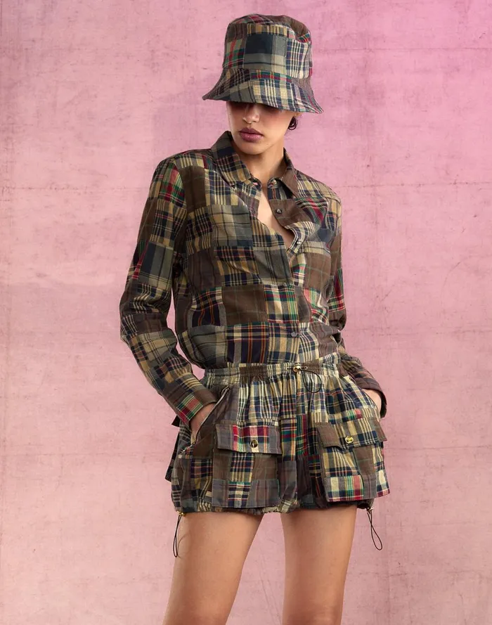 Women Cynthia Rowley Bottoms Madrid Madras Cargo Shorts Plaid Women Cynthia Rowley Bottoms Madrid Madras Cargo Shorts Plaid