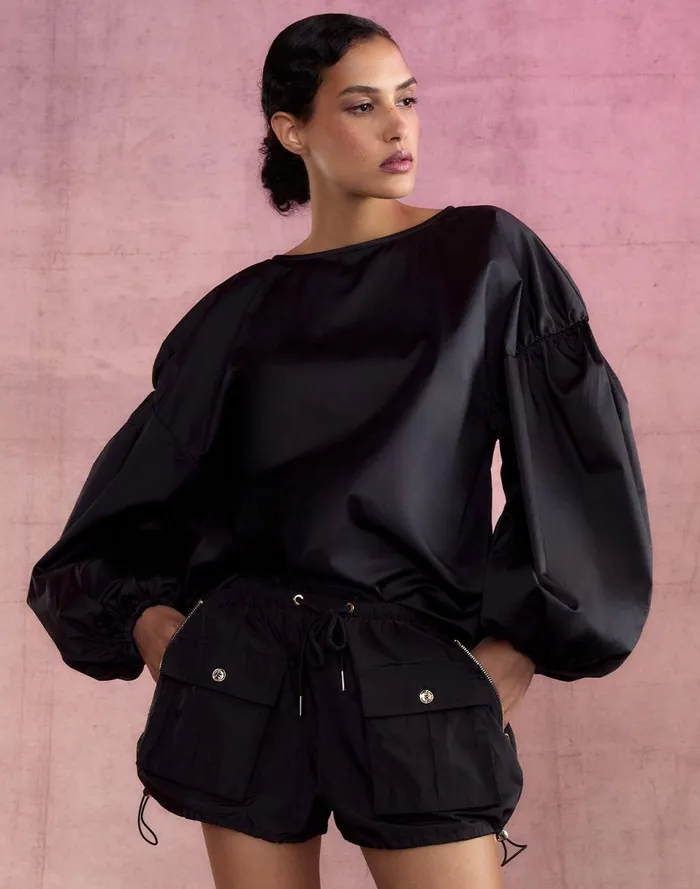 Women Cynthia Rowley Bottoms Nylon Cargo Shorts Black