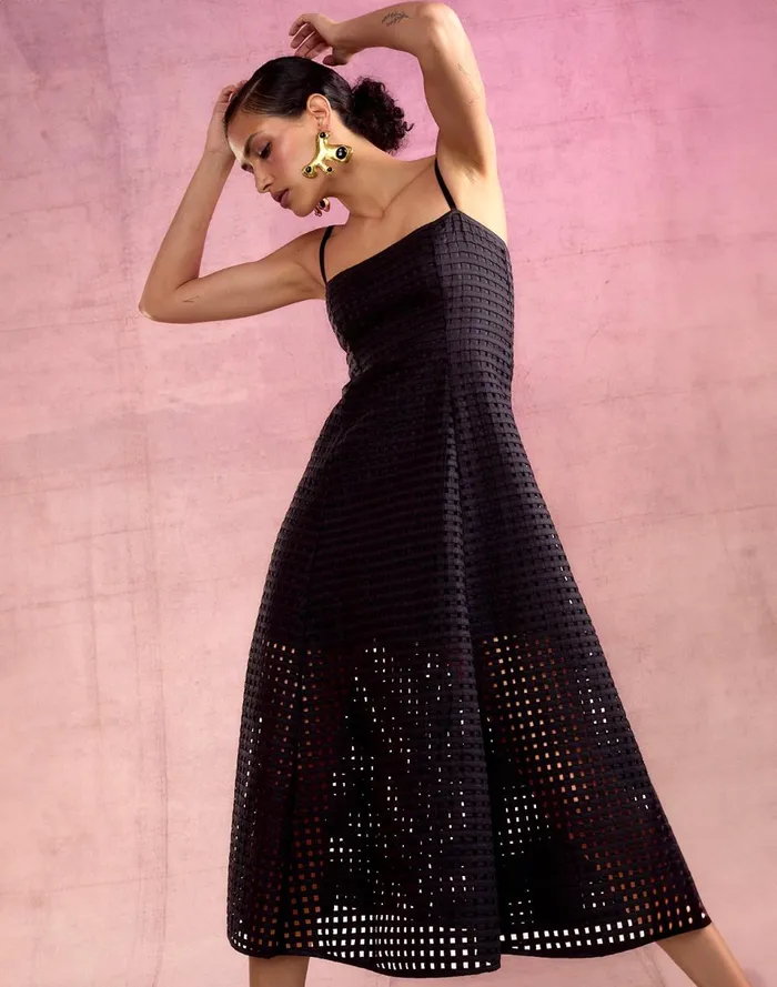Women Cynthia Rowley Dresses Birdcage Midi Dress Black