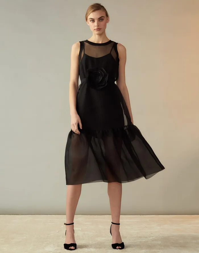 Women Cynthia Rowley Dresses Carrie Organza Midi Dress Black