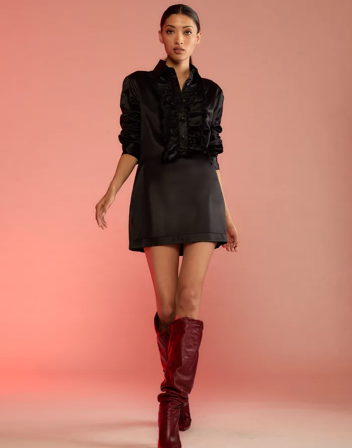 Women Cynthia Rowley Dresses Charlotte Ruffle Dress Black
