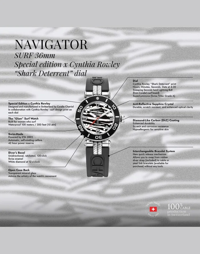 Women Cynthia Rowley Swim Navigator Surf Watch 034Shark Deterrent034