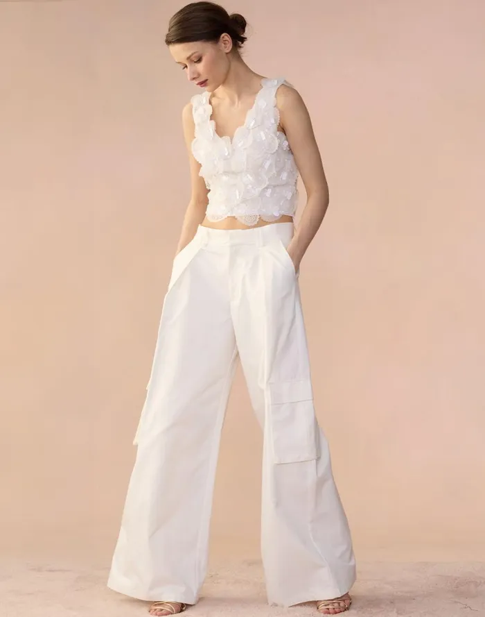 Women Cynthia Rowley Tops Elle Embellished Hearts Top White