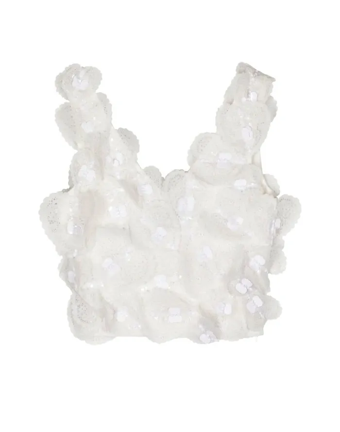 Women Cynthia Rowley Tops Elle Embellished Hearts Top White