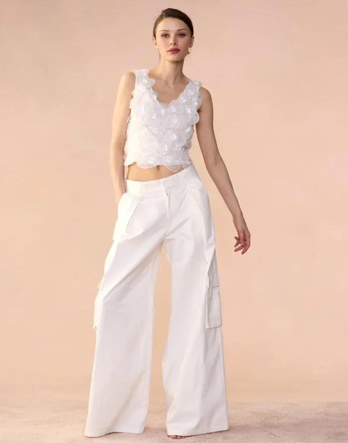 Women Cynthia Rowley Tops Elle Embellished Hearts Top White
