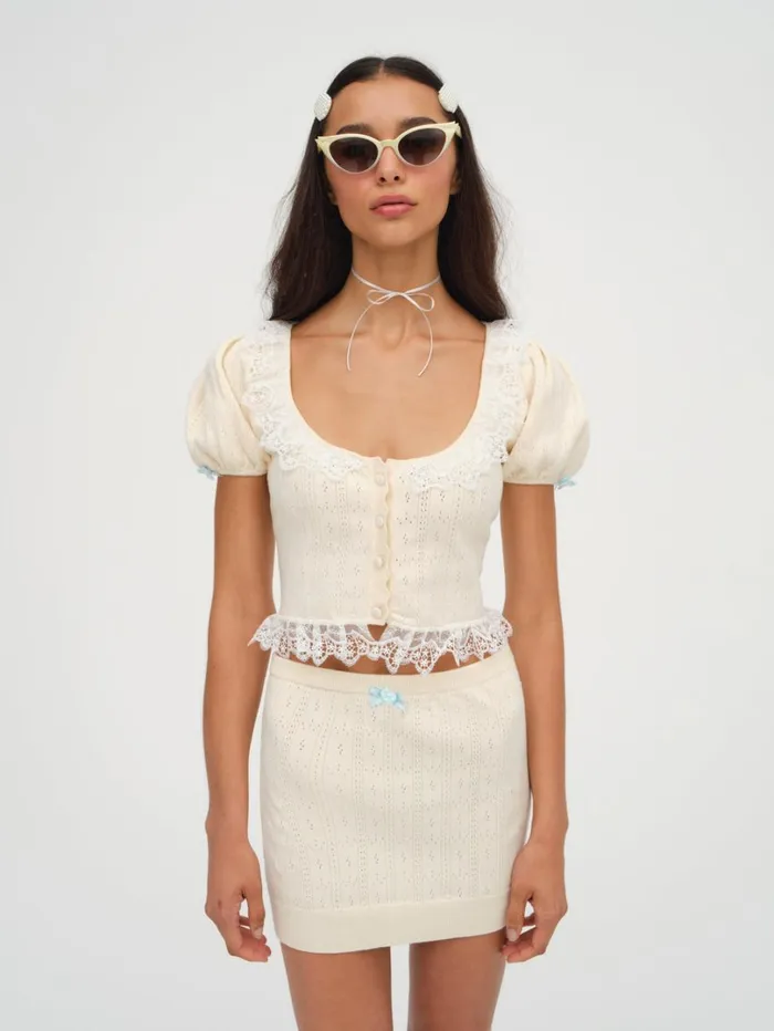 Women Daniela Knit Top Beige For Love and Lemons Tops