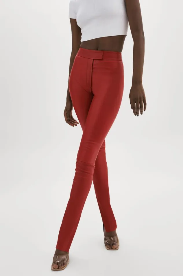 Women DAWN Stretch Leather Pants Ruby Red LAMARQUE Pants and Shorts Women DAWN Stretch Leather Pants Ruby Red LAMARQUE Pants and Shorts