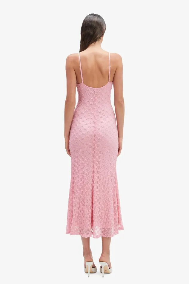 Women Day To Night Dresses Bardot Adoni Mesh Midi Dress In Lili Pink Lili Pink