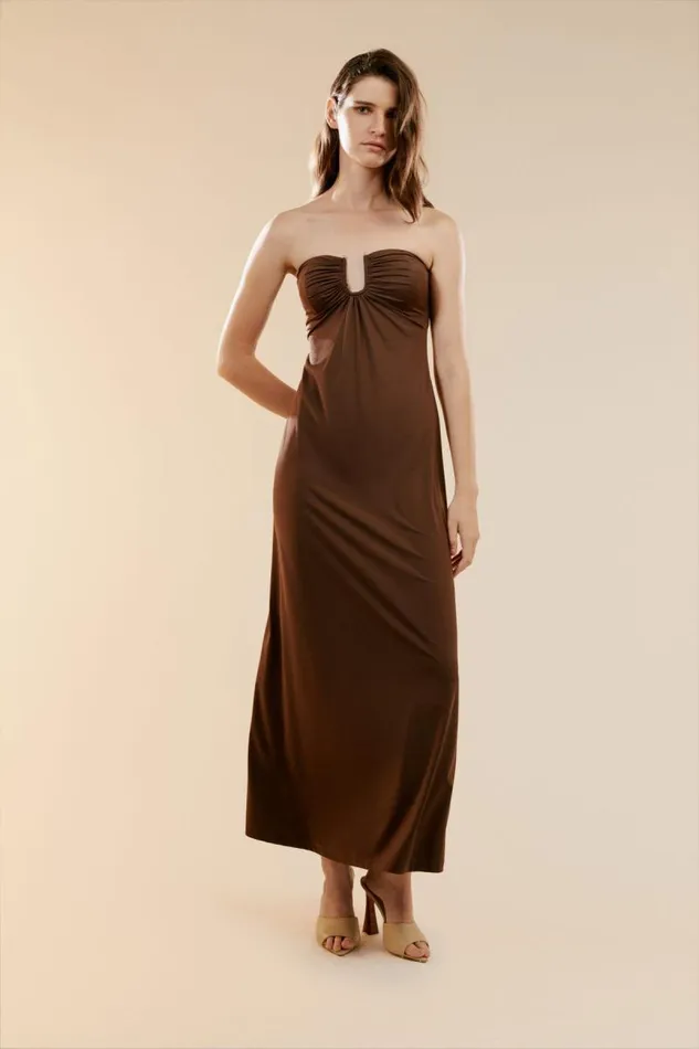 Women Day To Night Dresses Bardot Carolena Maxi Knit Dress In Chocolate Chocolate