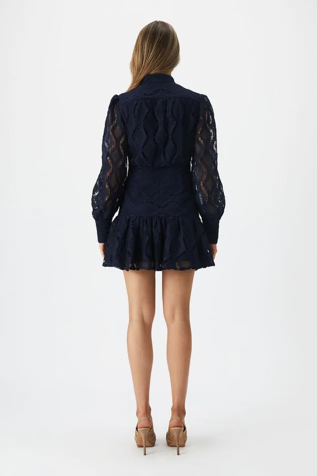 Women Day To Night Dresses Bardot Remy Lace Dress In Navy Navy