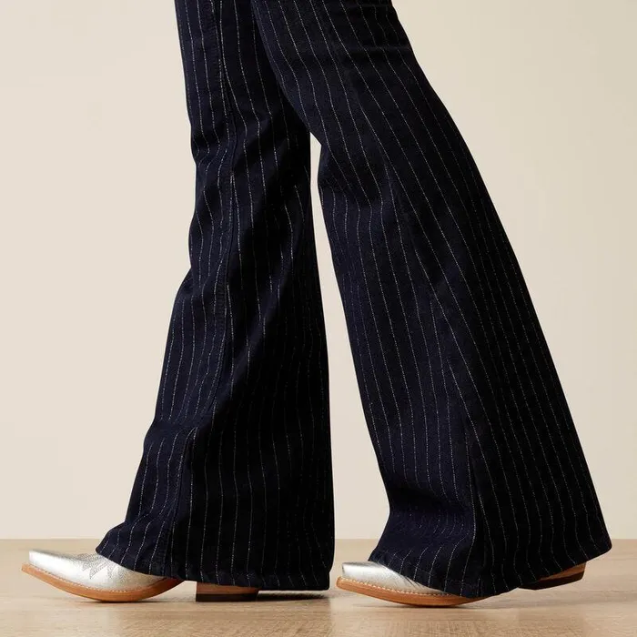 Women Denim Ariat Perfect Rise Jasmine Flare Jeans Silver Stripe Rinse