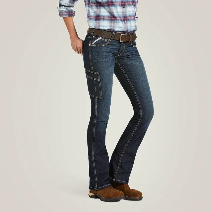 Women Denim Ariat Rebar MR DuraStretch Riveter Boot Cut Jean Hallow