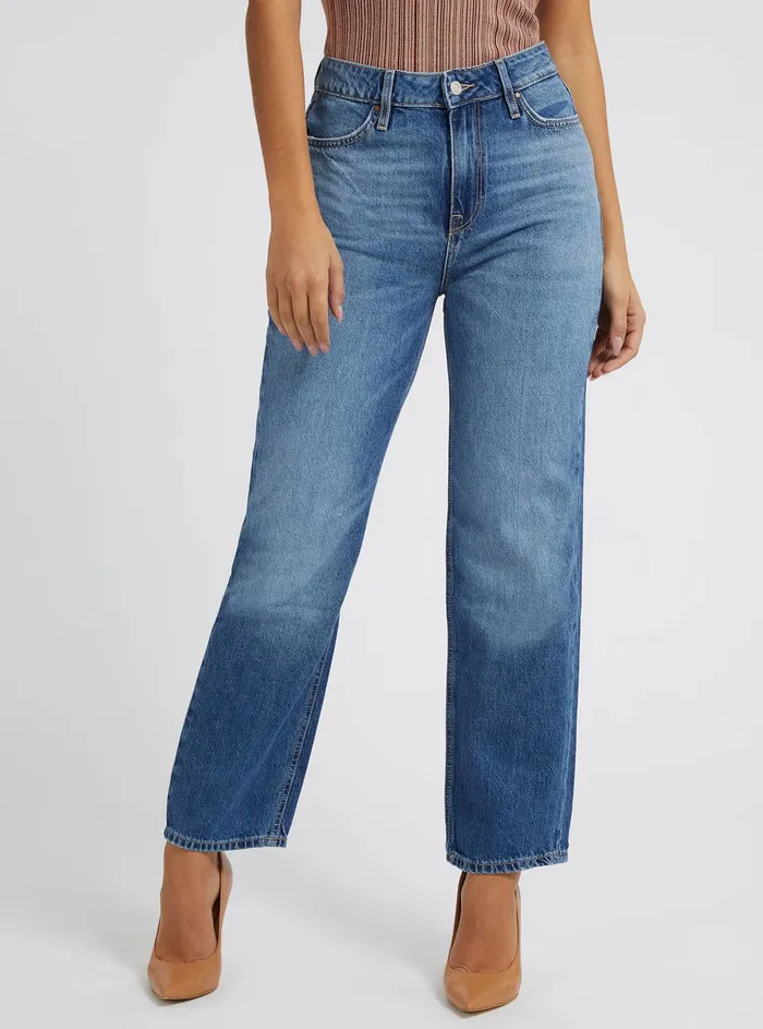 Women Denim GUESS Eco Highrise Hollywood Relaxed Denim Jeans In The Challenge
