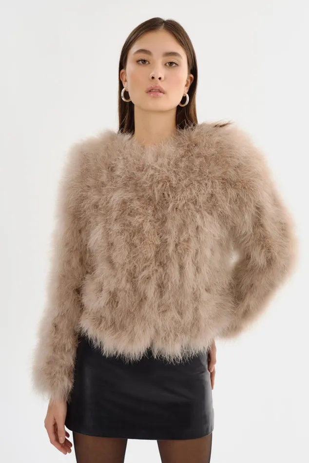 Women DEORA Feather Jacket Champagne LAMARQUE Feather Jackets