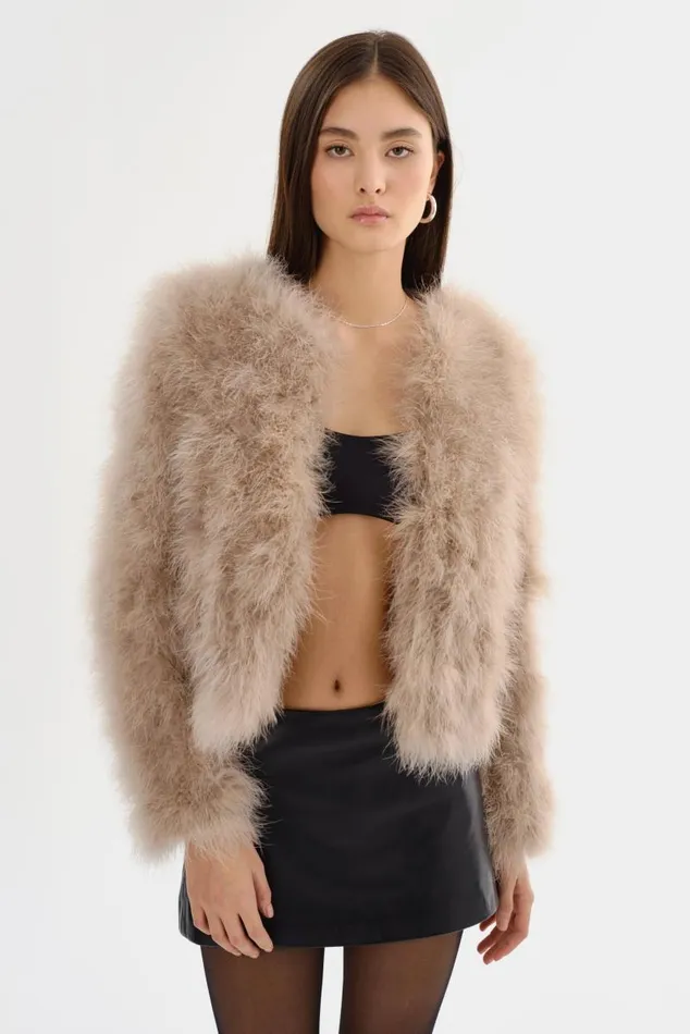 Women DEORA Feather Jacket Champagne LAMARQUE Feather Jackets Women DEORA Feather Jacket Champagne LAMARQUE Feather Jackets