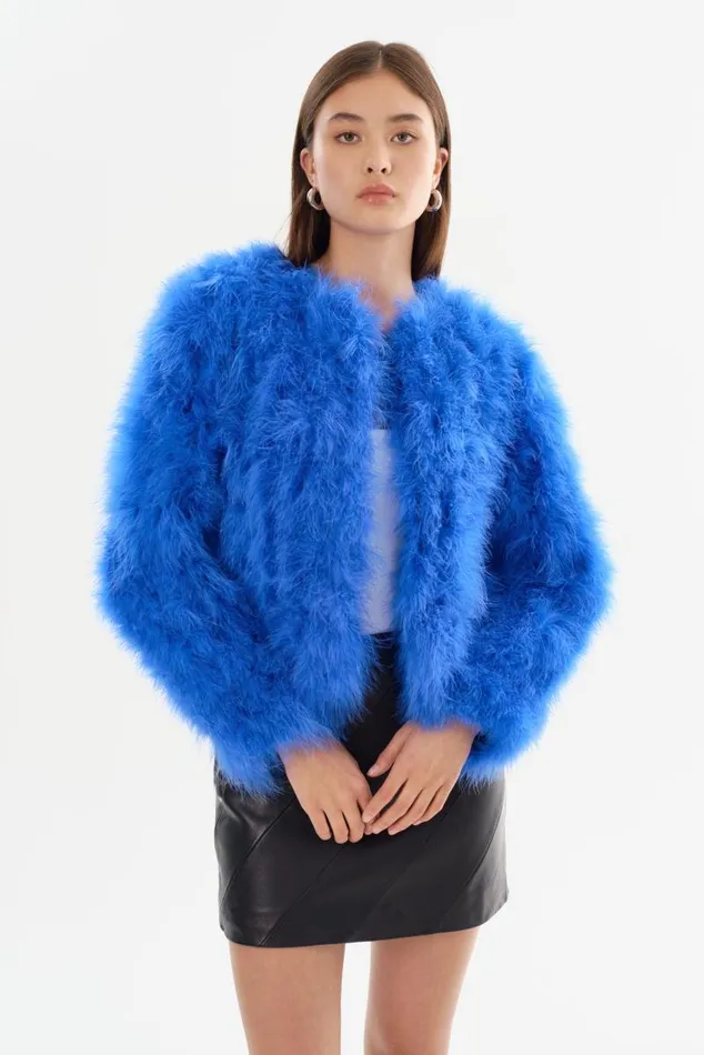 Women DEORA Feather Jacket Cobalt LAMARQUE Feather Jackets