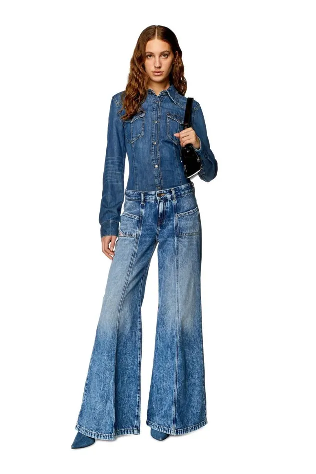 Women Diesel Jeans Flare Jeans DAkii 09H95 Medium Blue