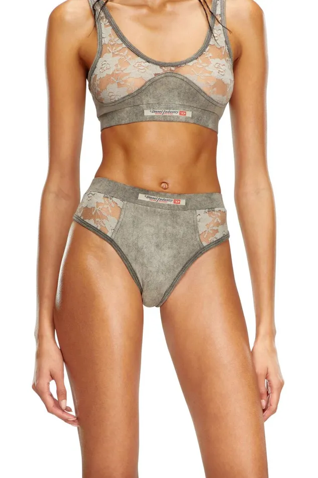 Women Diesel Underwear and Socks UFPNDENIMLACEBIKINIBRIEF Dark Grey