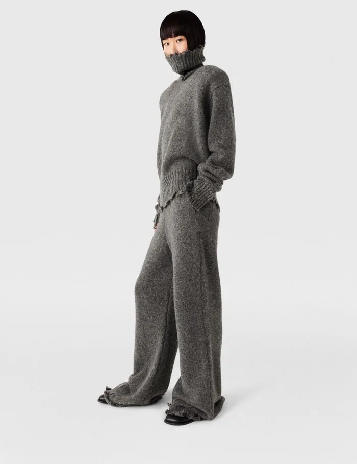 Women Distressed Turtleneck Jumper Charcoal Grey Stella McCartney Knitwear Women Distressed Turtleneck Jumper Charcoal Grey Stella McCartney Knitwear