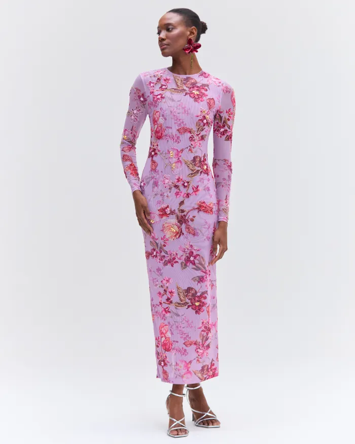 Women Dresses and Jumpsuits PatBO FLORAL HAZE EMBROIDERED TULLE DRESS Violet