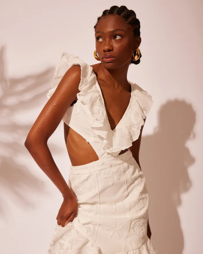 Women Dresses and Jumpsuits PatBO Flutter Cut Out Long Dress Off White