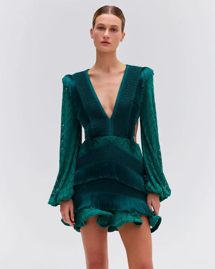 Women Dresses and Jumpsuits PatBO FRINGE CUTOUT MINI DRESS Galapagos
