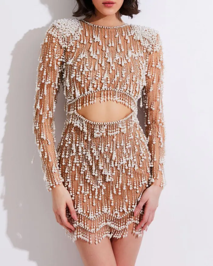 Women Dresses and Jumpsuits PatBO Fully Beaded CutOut Cocktail Dress FINAL SALE White