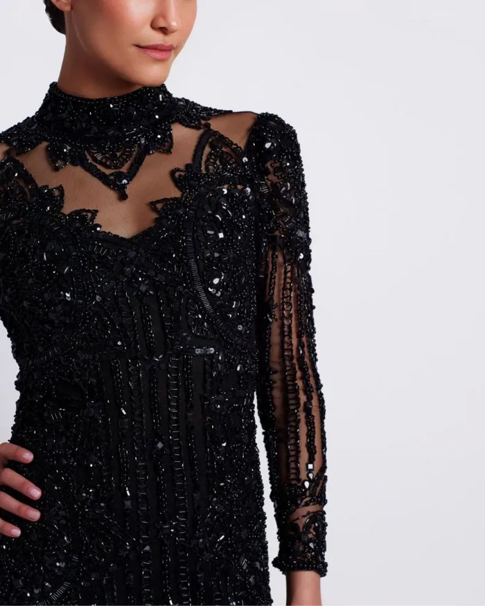 Women Dresses and Jumpsuits PatBO HAND BEADED TULLE COCKTAIL DRESS EXCLUSIVE Black