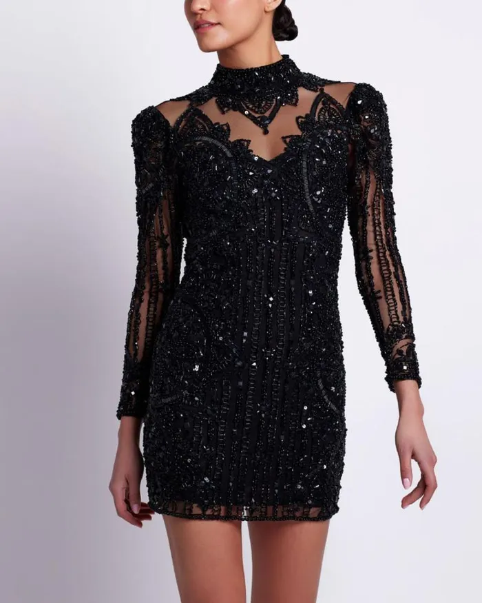Women Dresses and Jumpsuits PatBO HAND BEADED TULLE COCKTAIL DRESS EXCLUSIVE Black