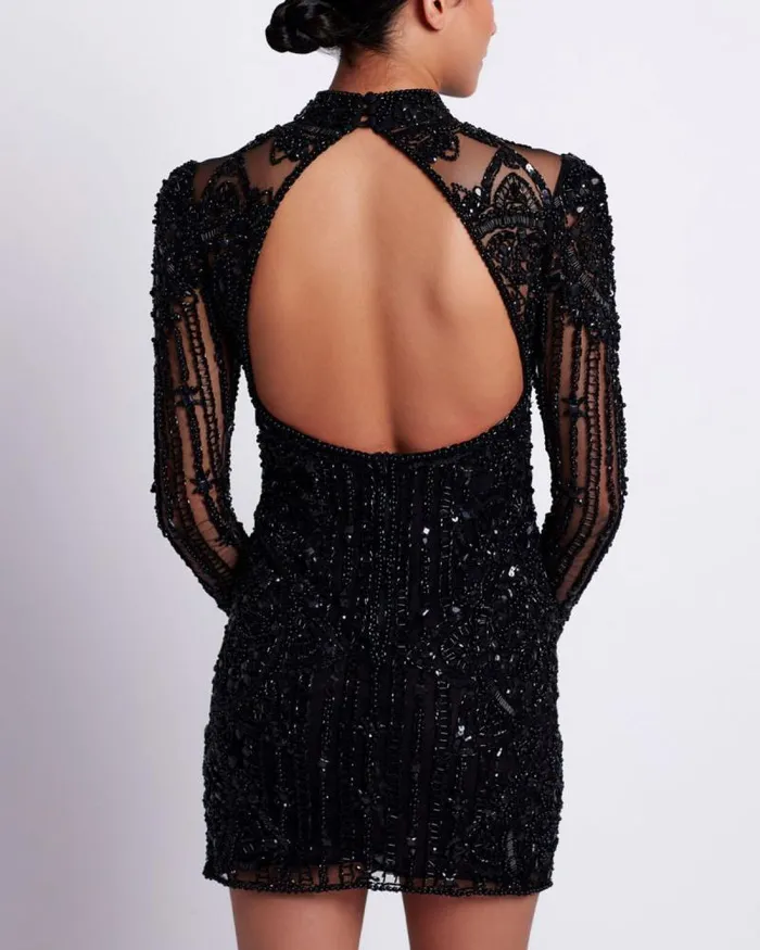 Women Dresses and Jumpsuits PatBO HAND BEADED TULLE COCKTAIL DRESS EXCLUSIVE Black