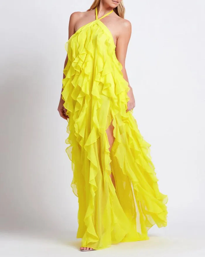 Women Dresses and Jumpsuits PatBO RUFFLE HALTERNECK MAXI DRESS FINAL SALE Siciliano