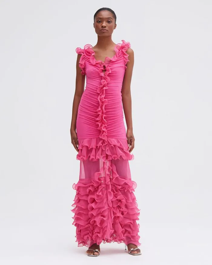 Women Dresses and Jumpsuits PatBO Stretch Tulle Maxi Dress Flamingo