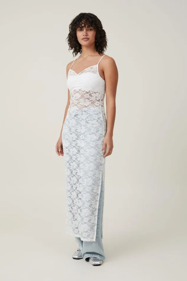 Women Dresses Cotton On Lace Slip Maxi Dress Cream