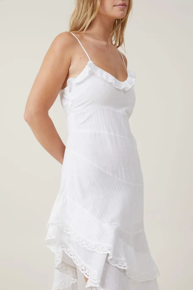 Women Dresses Cotton On Milly Spliced Asymmetrical Midi Dress White
