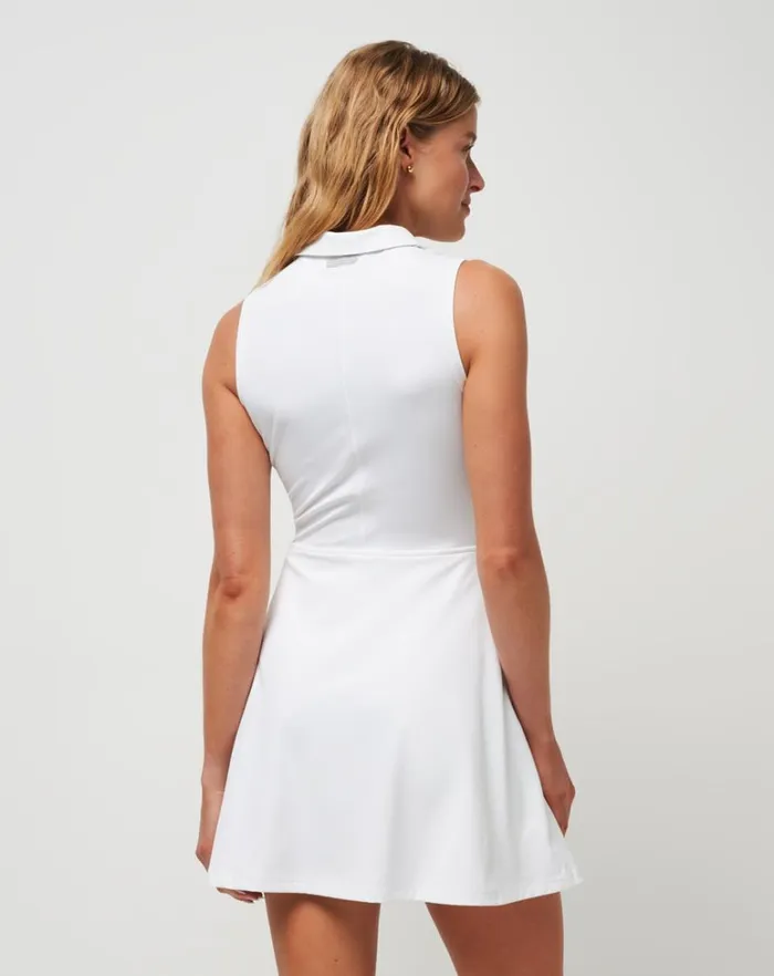Women Dresses TravisMathew MOVEKNIT SLEEVELESS POLO DRESS White