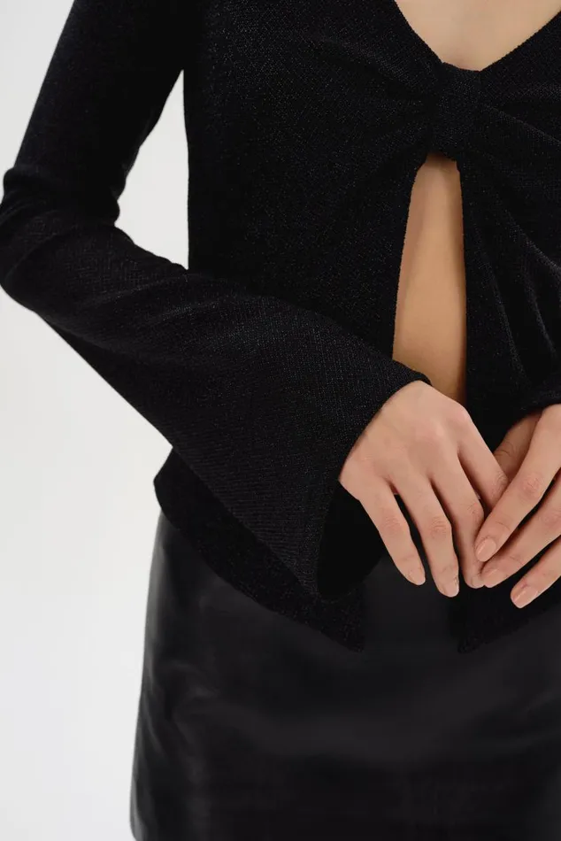 Women ELSIE Lurex Knit Top Black LAMARQUE Tops Women ELSIE Lurex Knit Top Black LAMARQUE Tops