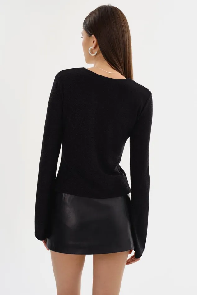 Women ELSIE Lurex Knit Top Black LAMARQUE Tops Women ELSIE Lurex Knit Top Black LAMARQUE Tops