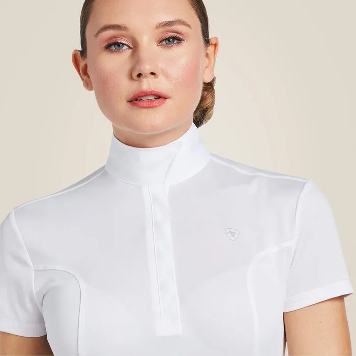 Women English Riding Ariat Aptos Show Shirt White