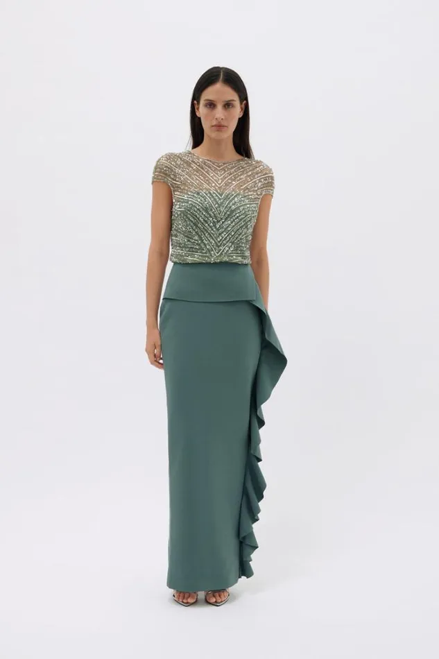 Women Evening Dresses Rachel Gilbert Gingette Gown In Fern