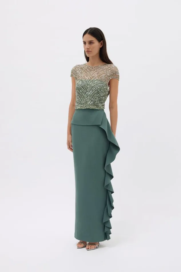 Women Evening Dresses Rachel Gilbert Gingette Gown In Fern