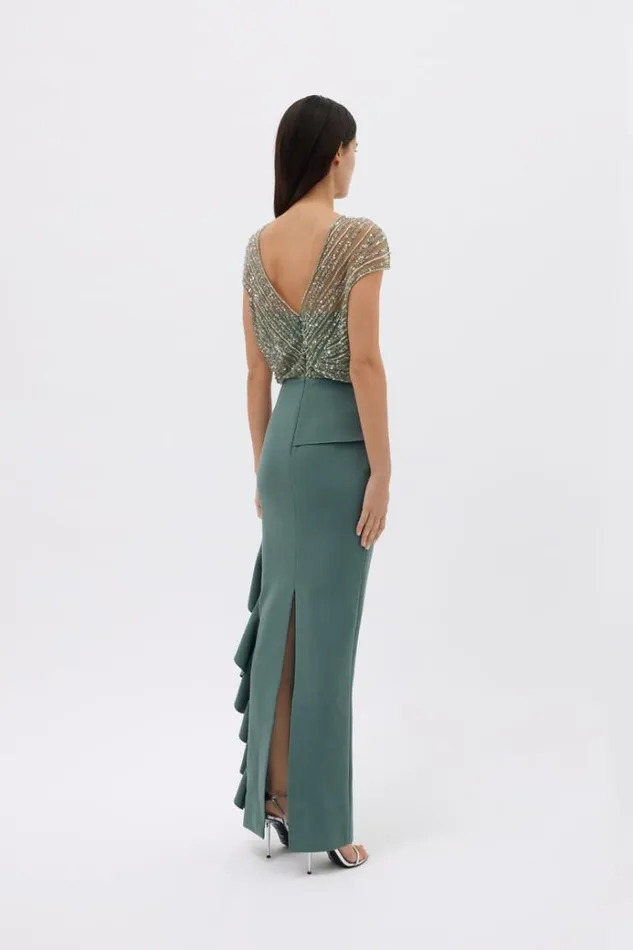 Women Evening Dresses Rachel Gilbert Gingette Gown In Fern