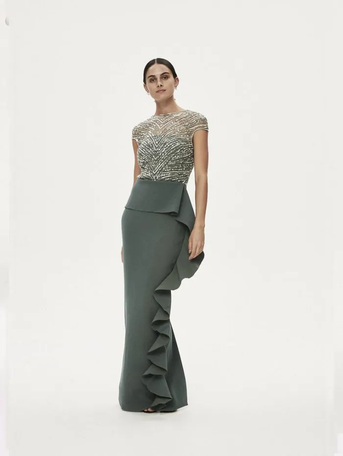 Women Evening Dresses Rachel Gilbert Gingette Gown In Fern