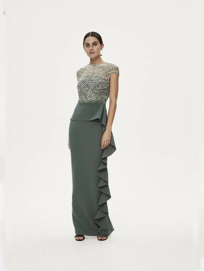 Women Evening Dresses Rachel Gilbert Gingette Gown In Fern