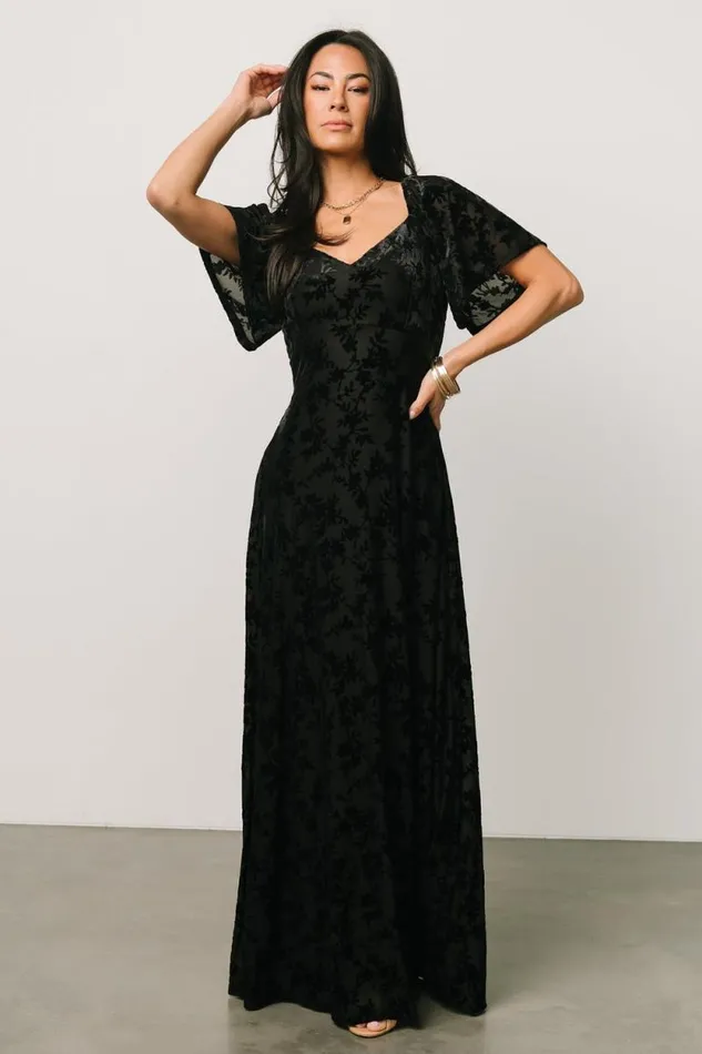 Women Everley Velvet Maxi Dress Black Baltic Born Maxi Dresses