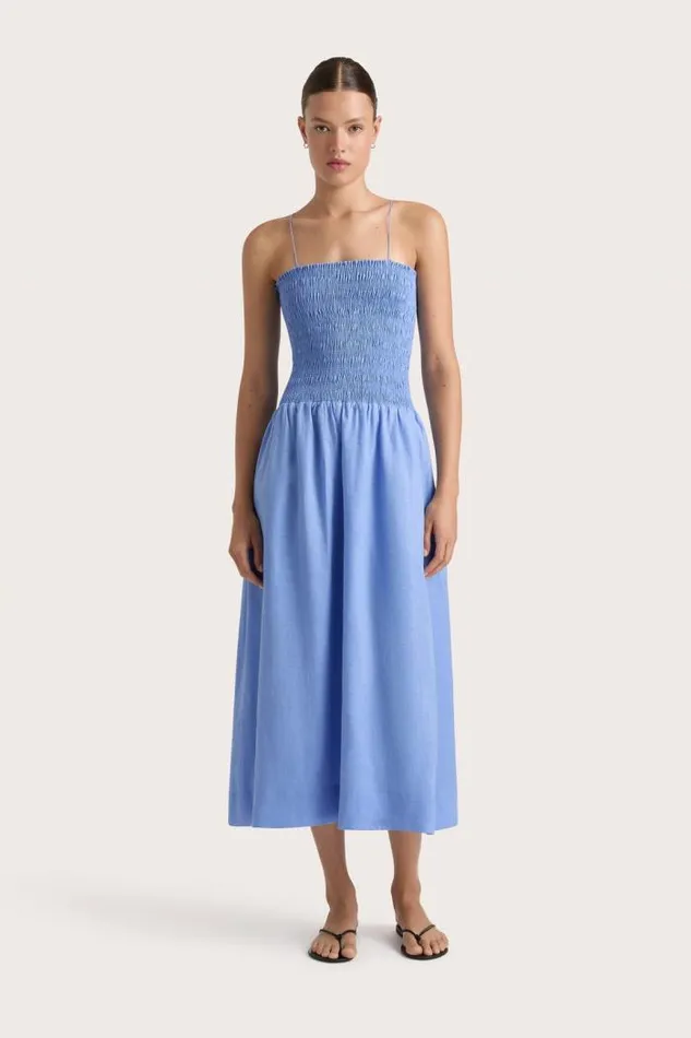 Women Faithfull The Brand Dresses Geriba Midi Dress Mid Blue