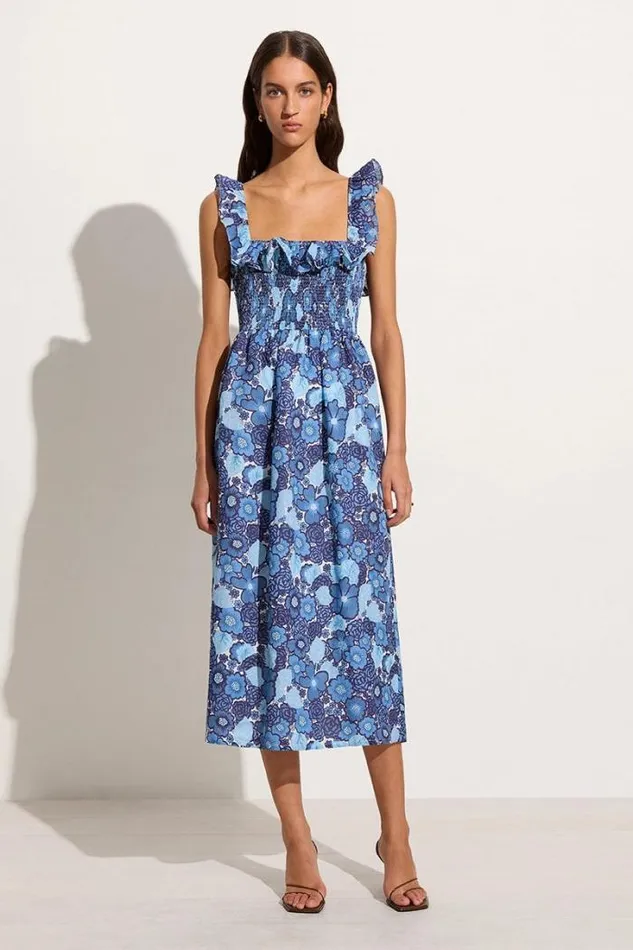 Women Faithfull The Brand Dresses Sameera Midi Dress La Mira Floral Blue