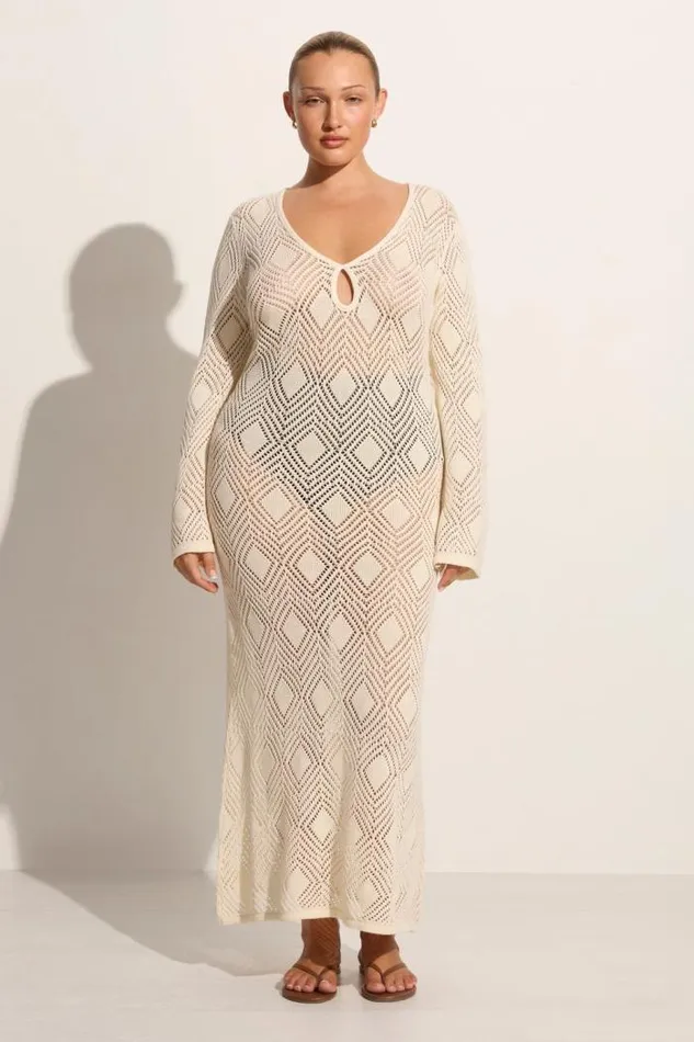 Women Faithfull The Brand Dresses Serena Pointelle Knit Dress Off White